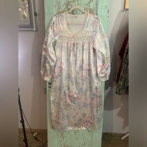 Women’s Nicole vintage long sleeve lace embellished floral printed nightgown